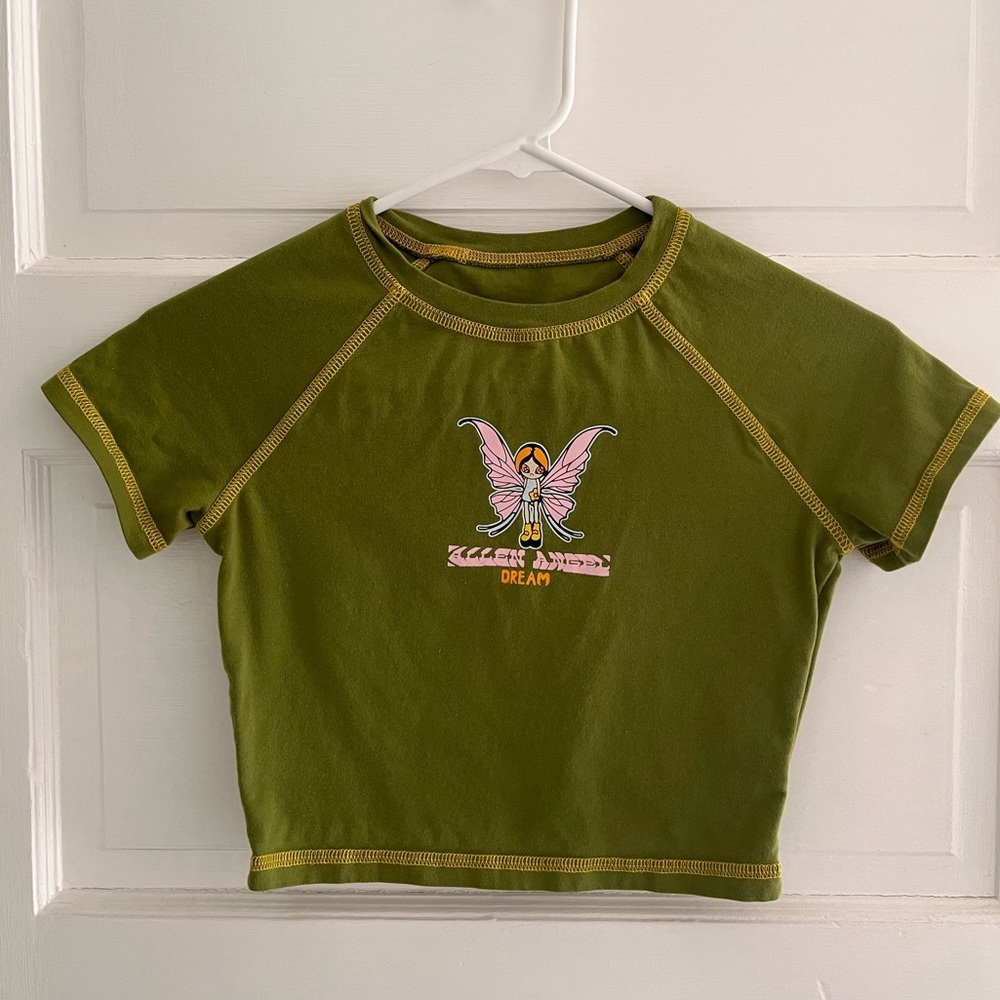 Y2K Green Fairy Cropped Baby Tee
